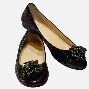 CALVIN KLEIN MACKENZIE VINTAGE EMBELLISHED BRONZE BALLET FLATS SZ 6 MED